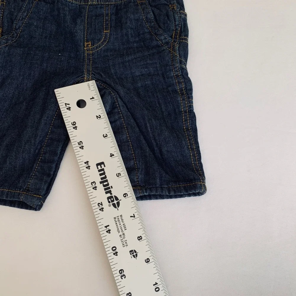 OshKosh Bgosh Denim Carpenter Overalls Baby 3M‎ Dark Wash Flannel Lined Plaid